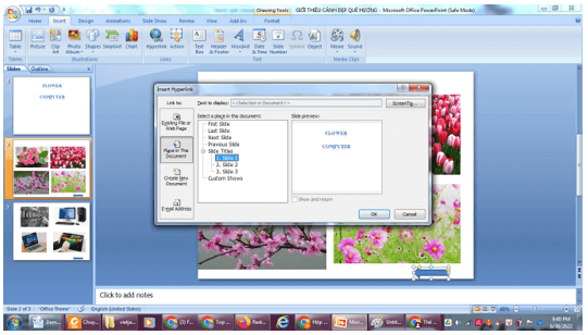 Em hãy tạo slide chính chứa liên kết tới hai file rẽ nhánh FLOWERS và COMPUTERS (ảnh 3)