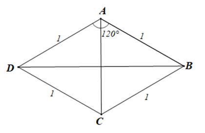 Cho hình thoi ABCD có độ dài các cạnh bằng 1