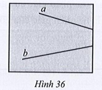 Bạn Khôi vẽ hai đường thẳng a và b cắt nhau tại một điểm ở ngoài phạm vi tờ giấy (Hình 36)