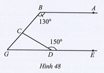 Tìm số đo góc BCD trong Hình 48, biết AB // DE