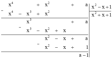Tìm hệ số a sao cho đa thức G(x) = x^4 + x^2 + a chia hết cho đa thức M(x) = x^2 – x + 1